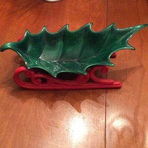 Vintage Ceramic Sleigh Candy Dish